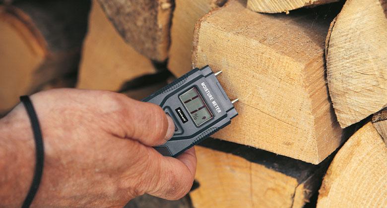 moisture meter in use