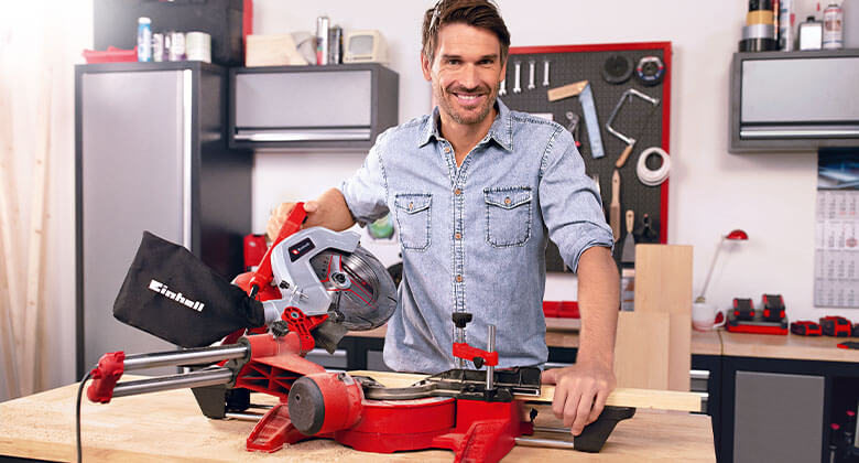 man with a mitre saw